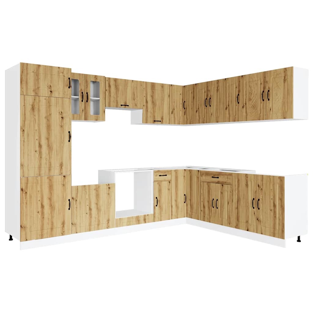 14-delige Keukenkastenset Kalmar bewerkt hout artisanaal eiken is nu te koop bij PeponiXL, paradijselijk wonen!