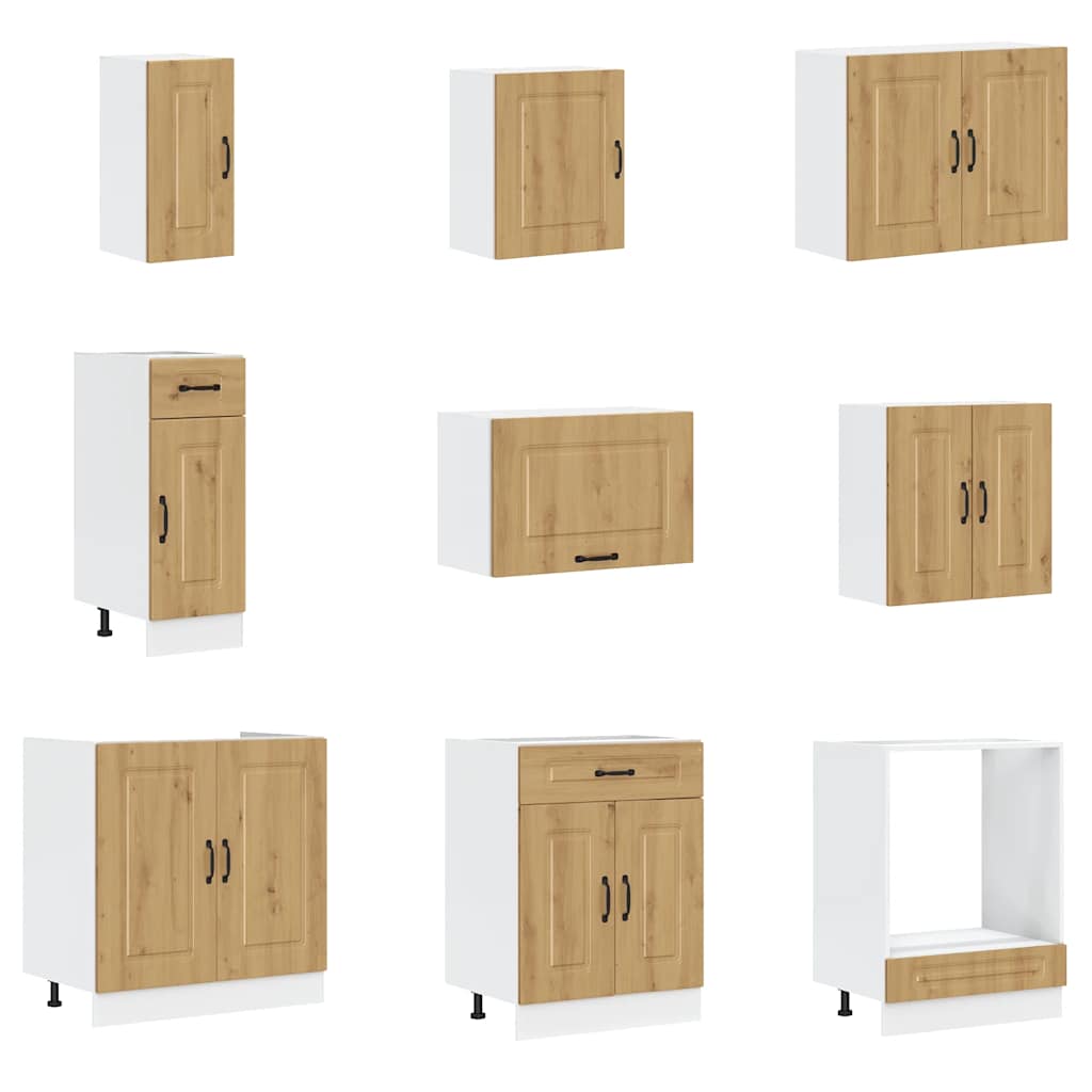 14-delige Keukenkastenset Kalmar bewerkt hout artisanaal eiken is nu te koop bij PeponiXL, paradijselijk wonen!