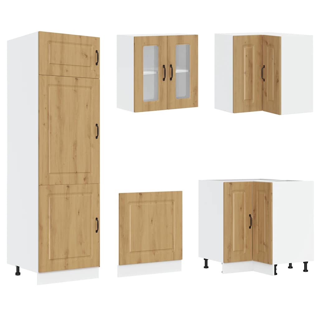 14-delige Keukenkastenset Kalmar bewerkt hout artisanaal eiken is nu te koop bij PeponiXL, paradijselijk wonen!