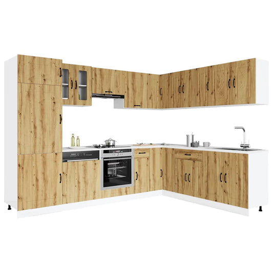 14-delige Keukenkastenset Kalmar bewerkt hout artisanaal eiken is nu te koop bij PeponiXL, paradijselijk wonen!