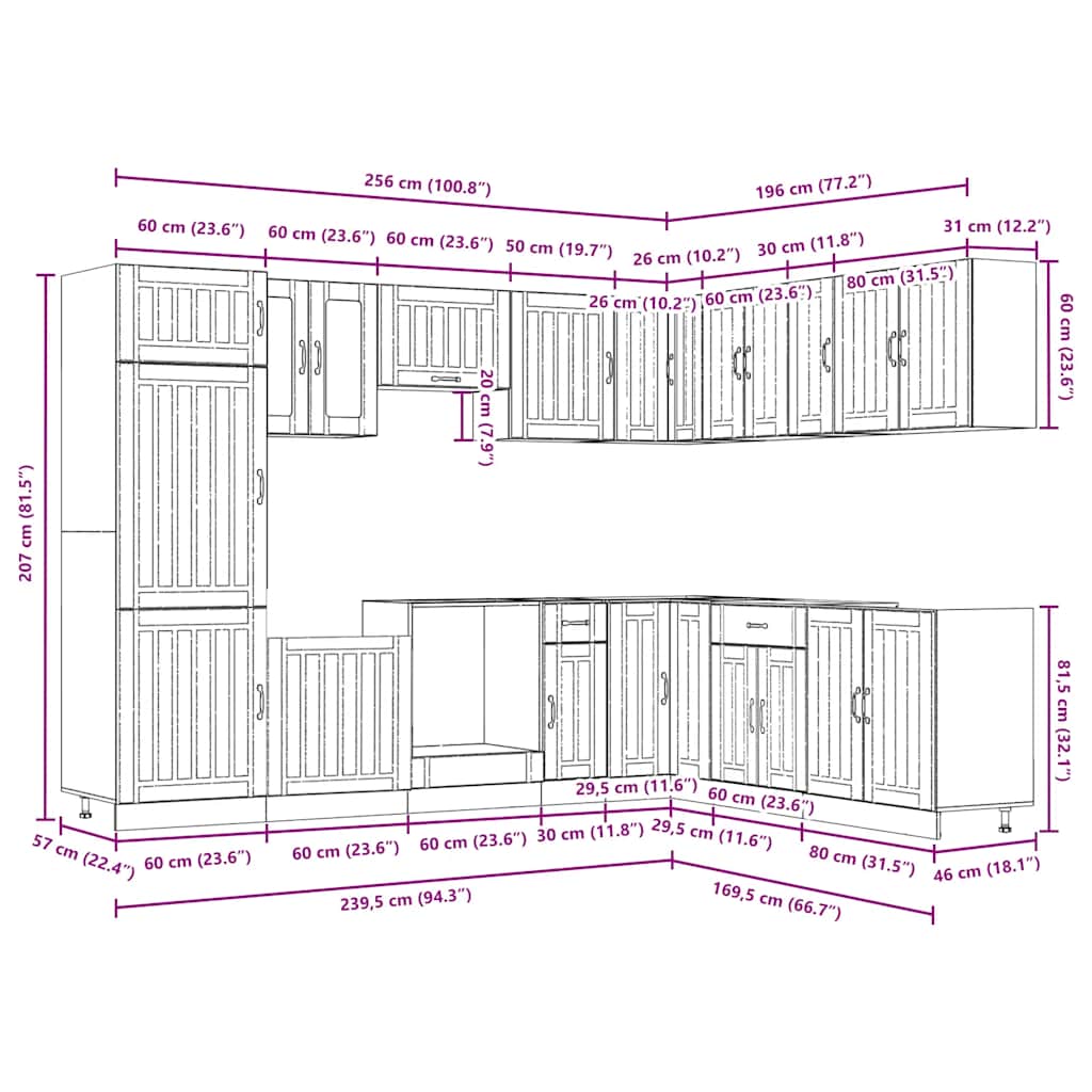 14-delige Keukenkastenset Lucca bewerkt hout wit is nu te koop bij PeponiXL, paradijselijk wonen!