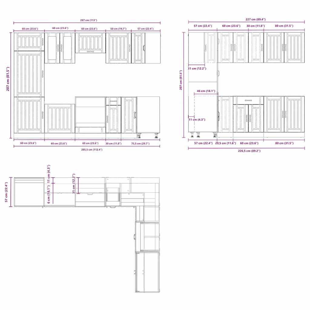 14-delige Keukenkastenset Lucca bewerkt hout wit is nu te koop bij PeponiXL, paradijselijk wonen!