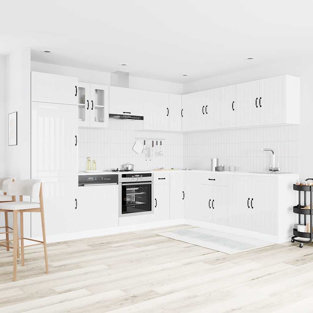 14-delige Keukenkastenset Lucca bewerkt hout glanzend wit is nu te koop bij PeponiXL, paradijselijk wonen!