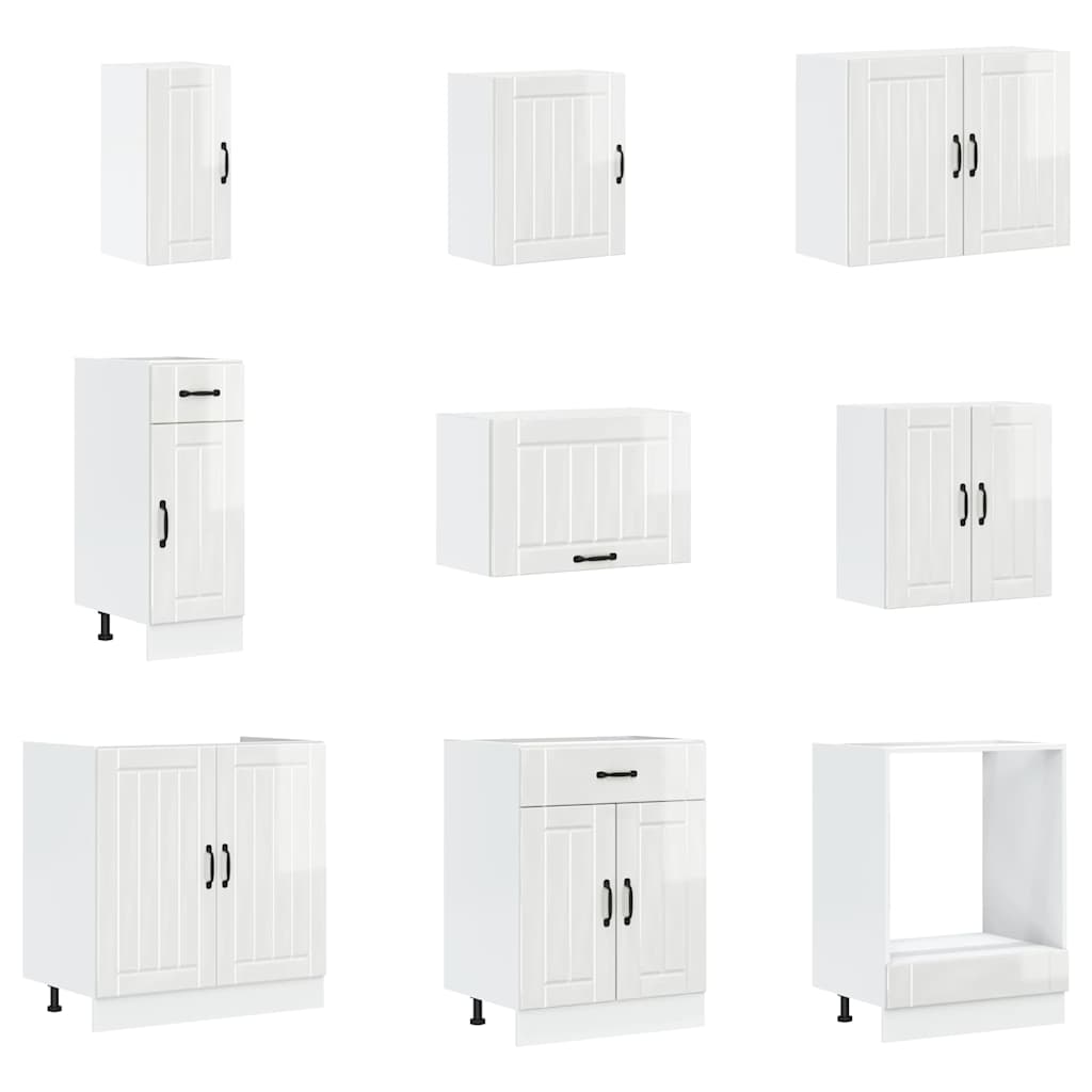 14-delige Keukenkastenset Lucca bewerkt hout glanzend wit is nu te koop bij PeponiXL, paradijselijk wonen!