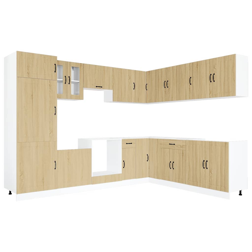 14-delige Keukenkastenset Lucca bewerkt hout sonoma eikenkleur is nu te koop bij PeponiXL, paradijselijk wonen!