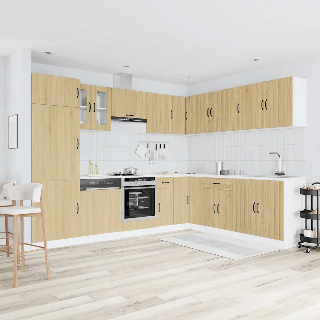 14-delige Keukenkastenset Lucca bewerkt hout sonoma eikenkleur is nu te koop bij PeponiXL, paradijselijk wonen!