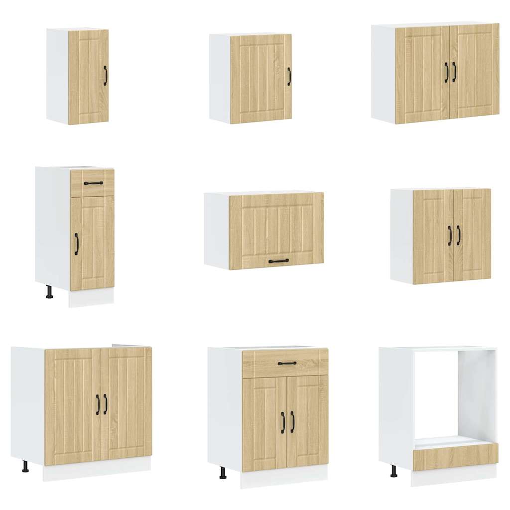 14-delige Keukenkastenset Lucca bewerkt hout sonoma eikenkleur is nu te koop bij PeponiXL, paradijselijk wonen!