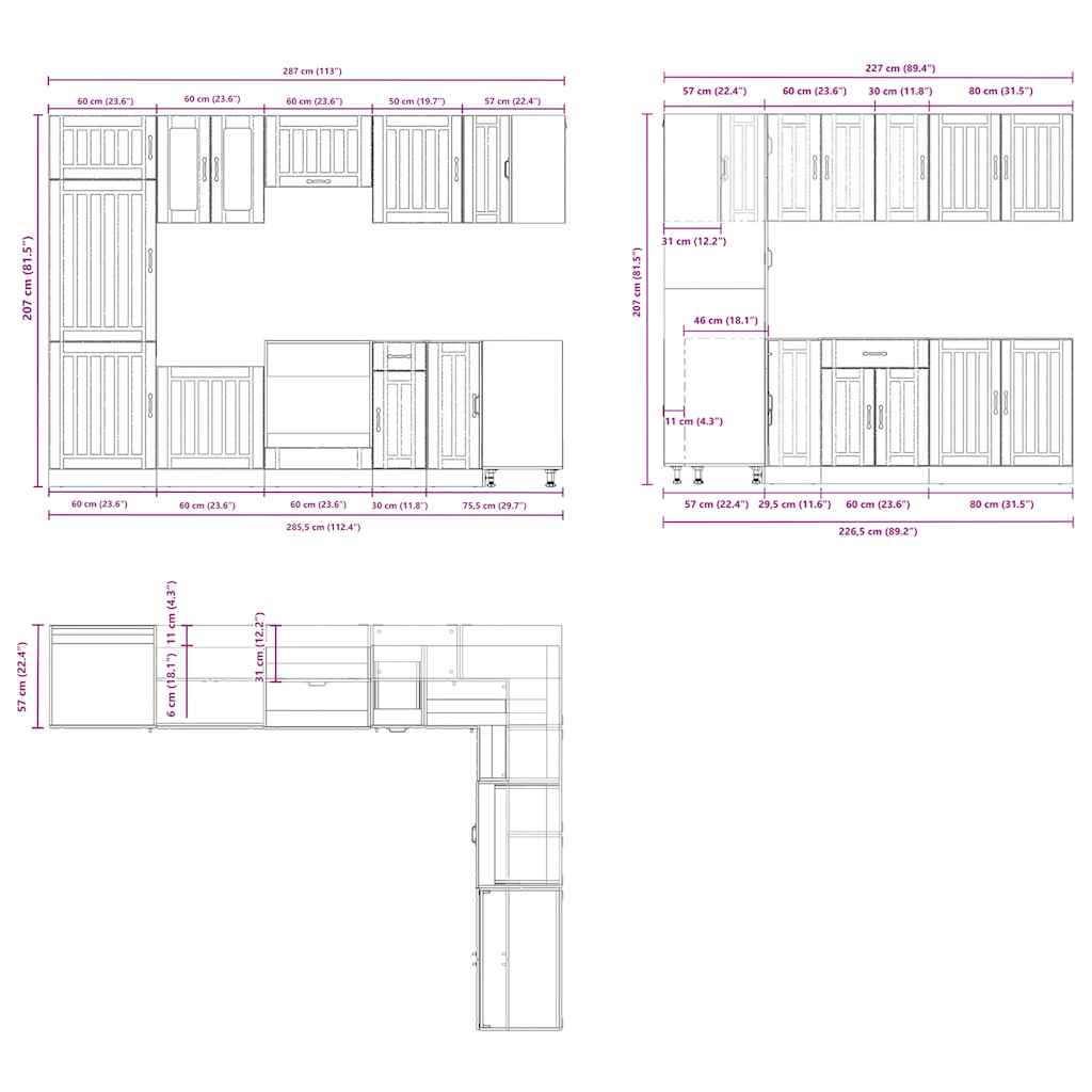 14-delige Keukenkastenset Lucca bewerkt hout sonoma eikenkleur is nu te koop bij PeponiXL, paradijselijk wonen!