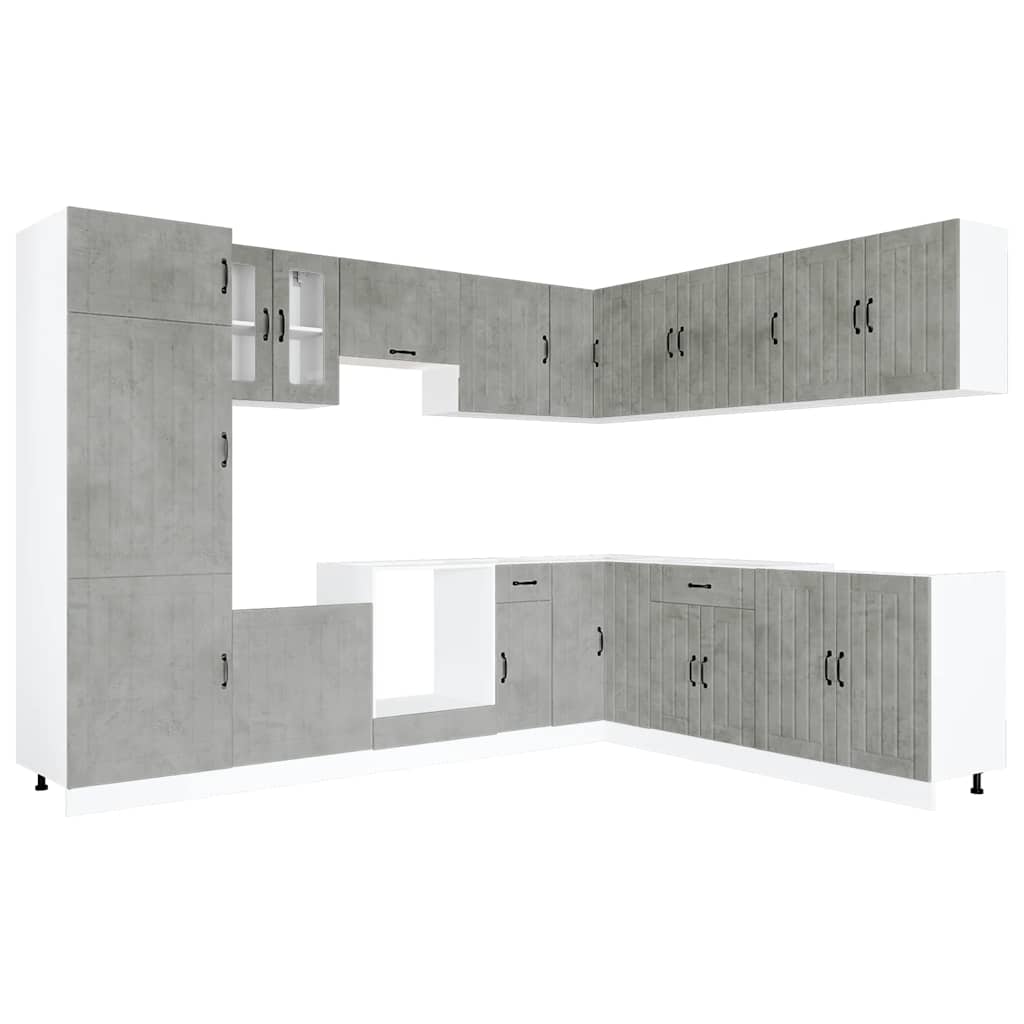 14-delige Keukenkastenset Lucca bewerkt hout betongrijs is nu te koop bij PeponiXL, paradijselijk wonen!