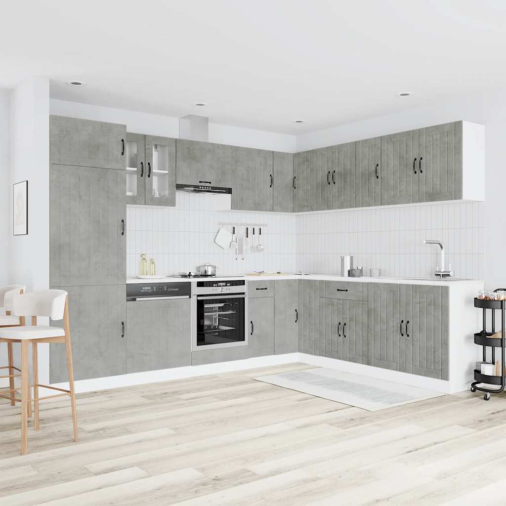14-delige Keukenkastenset Lucca bewerkt hout betongrijs is nu te koop bij PeponiXL, paradijselijk wonen!