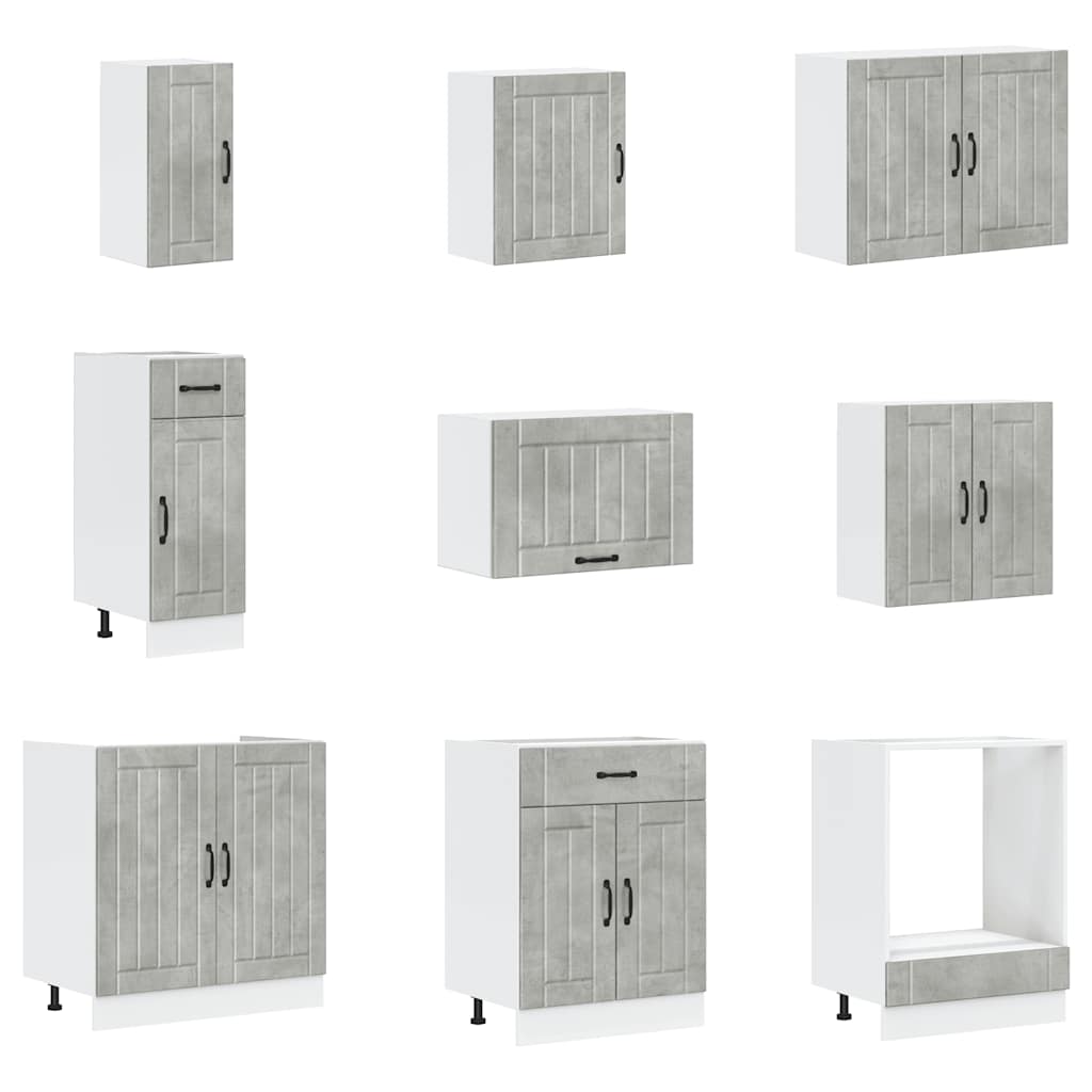 14-delige Keukenkastenset Lucca bewerkt hout betongrijs is nu te koop bij PeponiXL, paradijselijk wonen!