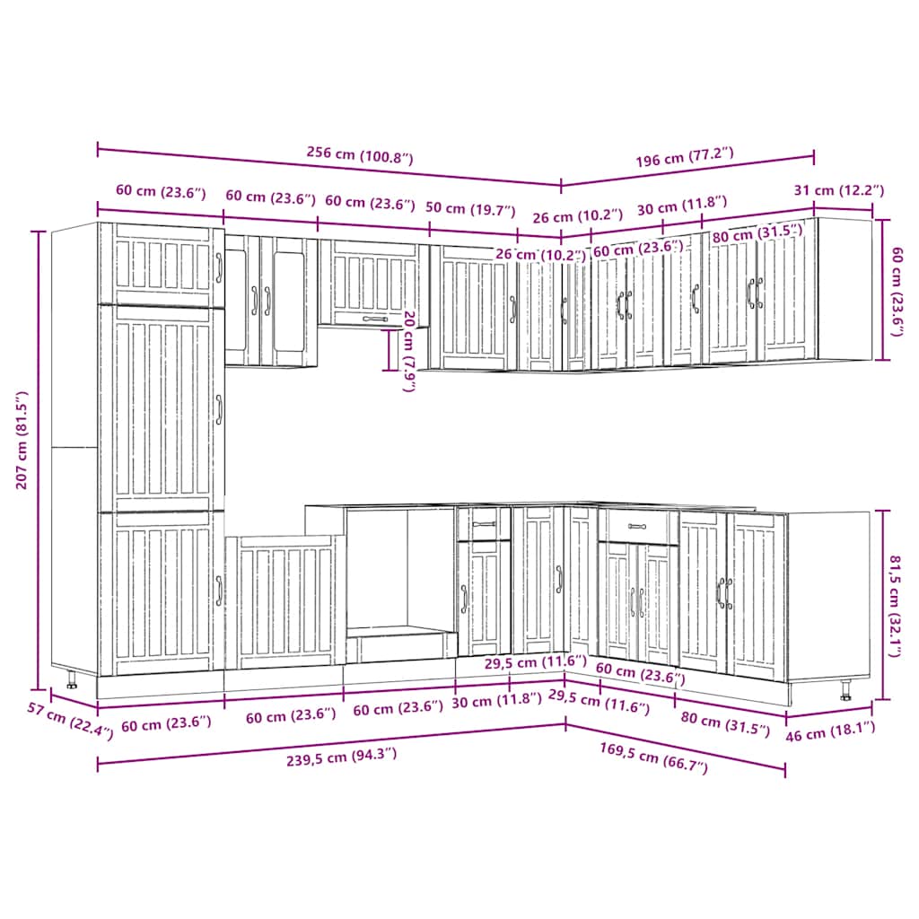 14-delige Keukenkastenset Lucca bewerkt hout betongrijs is nu te koop bij PeponiXL, paradijselijk wonen!