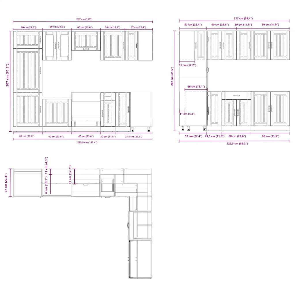 14-delige Keukenkastenset Lucca bewerkt hout betongrijs is nu te koop bij PeponiXL, paradijselijk wonen!