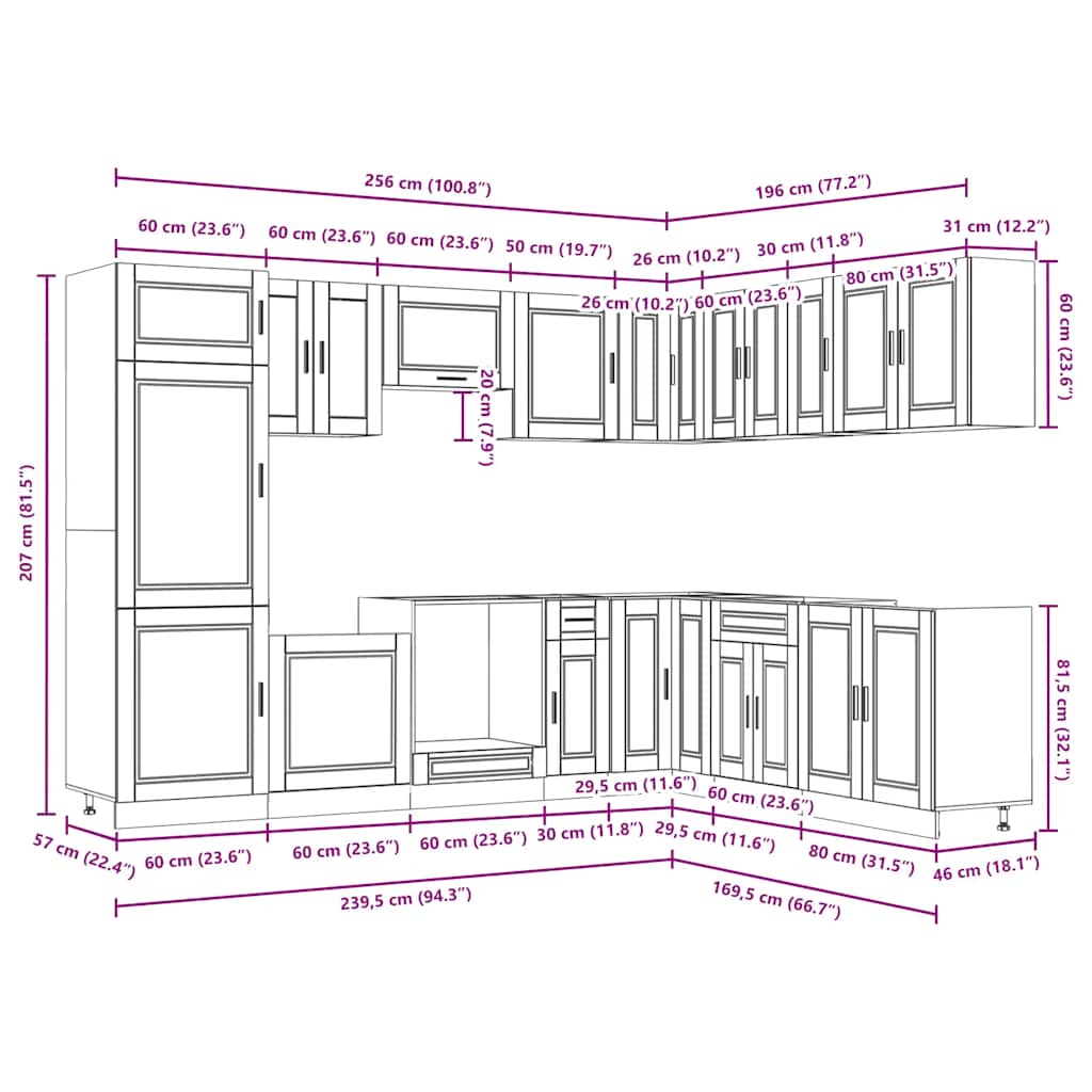 14-delige Keukenkastenset Porto bewerkt hout wit is nu te koop bij PeponiXL, paradijselijk wonen!