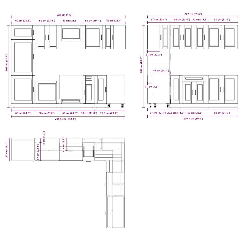 14-delige Keukenkastenset Porto bewerkt hout wit is nu te koop bij PeponiXL, paradijselijk wonen!