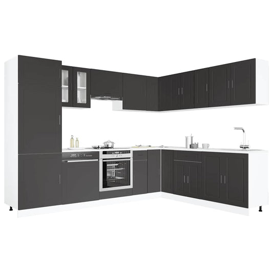 14-delige Keukenkastenset Porto bewerkt hout zwart is nu te koop bij PeponiXL, paradijselijk wonen!