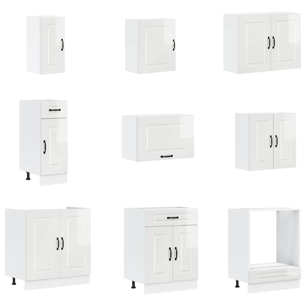 14-delige Keukenkastenset Porto bewerkt hout glanzend wit is nu te koop bij PeponiXL, paradijselijk wonen!