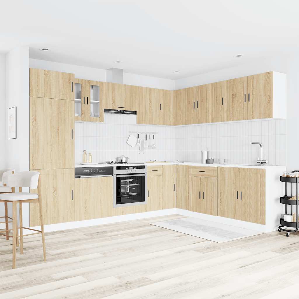 14-delige Keukenkastenset Porto bewerkt hout sonoma eikenkleur is nu te koop bij PeponiXL, paradijselijk wonen!
