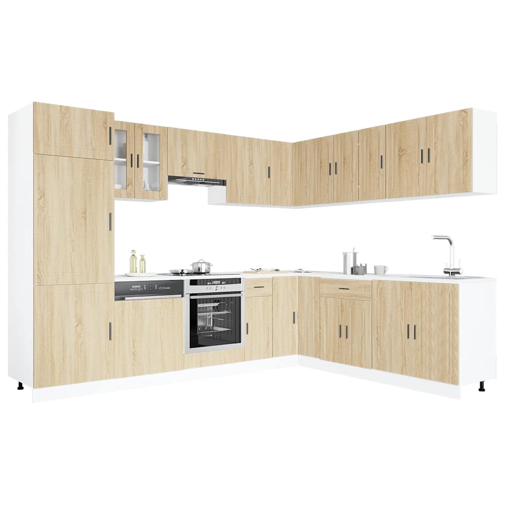 14-delige Keukenkastenset Porto bewerkt hout sonoma eikenkleur is nu te koop bij PeponiXL, paradijselijk wonen!