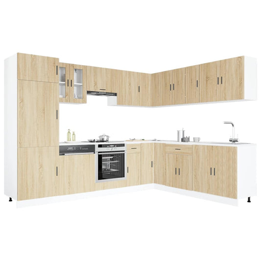 14-delige Keukenkastenset Porto bewerkt hout sonoma eikenkleur is nu te koop bij PeponiXL, paradijselijk wonen!