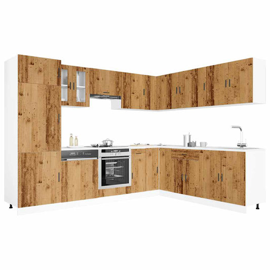 14-delige Keukenkastenset Porto bewerkt hout oud houtkleurig is nu te koop bij PeponiXL, paradijselijk wonen!