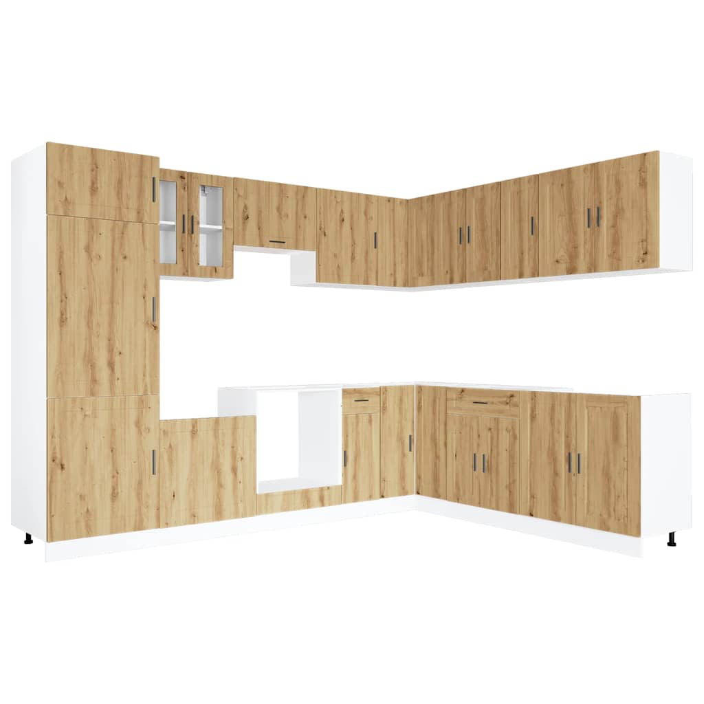 14-delige Keukenkastenset Porto bewerkt hout artisanaal eiken is nu te koop bij PeponiXL, paradijselijk wonen!