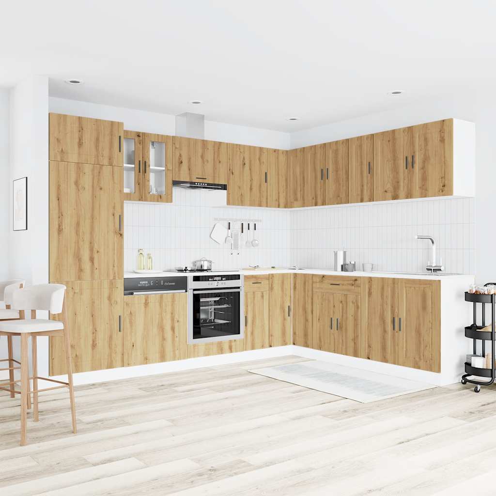 14-delige Keukenkastenset Porto bewerkt hout artisanaal eiken is nu te koop bij PeponiXL, paradijselijk wonen!