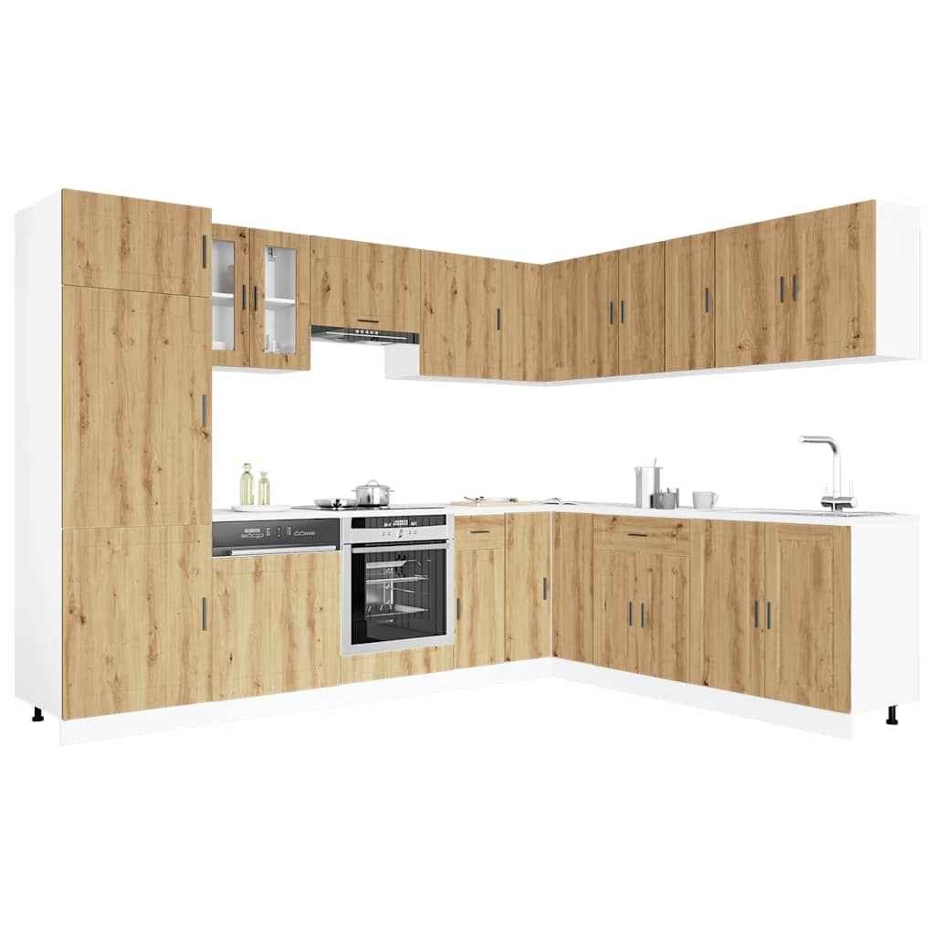 14-delige Keukenkastenset Porto bewerkt hout artisanaal eiken is nu te koop bij PeponiXL, paradijselijk wonen!