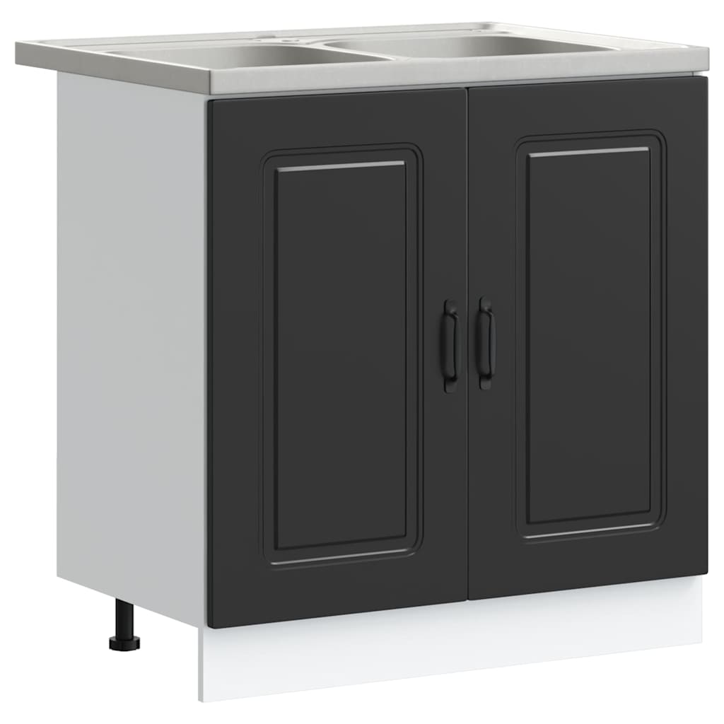 Keukenkast Kalmar Zwart 80 x 46 x 81,5 cm Bewerkt hout is nu te koop bij PeponiXL, paradijselijk wonen!