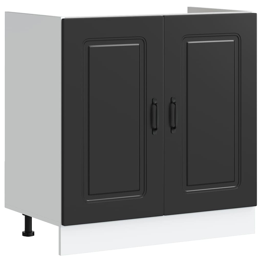 Keukenkast Kalmar Zwart 80 x 46 x 81,5 cm Bewerkt hout is nu te koop bij PeponiXL, paradijselijk wonen!