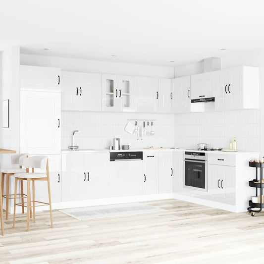 Keukenkast Kalmar Glanzend Wit 80 x 46 x 81,5 cm Bewerkt hout is nu te koop bij PeponiXL, paradijselijk wonen!