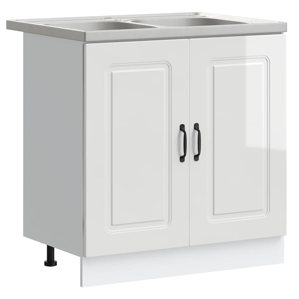 Keukenkast Kalmar Glanzend Wit 80 x 46 x 81,5 cm Bewerkt hout is nu te koop bij PeponiXL, paradijselijk wonen!
