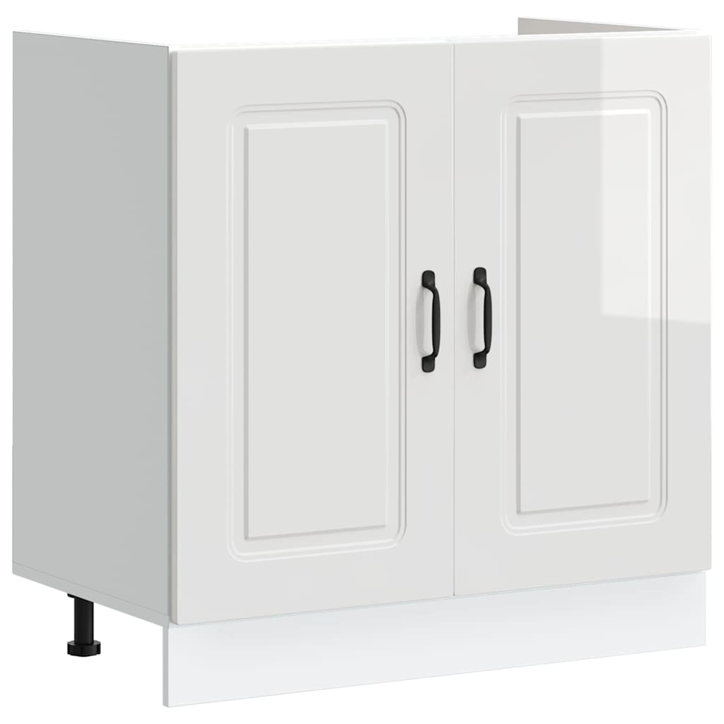Keukenkast Kalmar Glanzend Wit 80 x 46 x 81,5 cm Bewerkt hout is nu te koop bij PeponiXL, paradijselijk wonen!