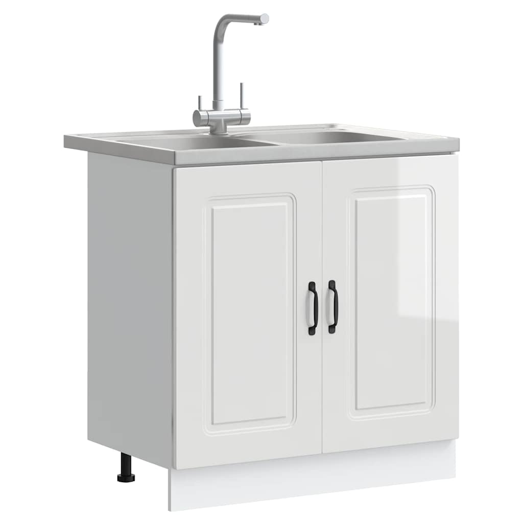 Keukenkast Kalmar Glanzend Wit 80 x 46 x 81,5 cm Bewerkt hout is nu te koop bij PeponiXL, paradijselijk wonen!