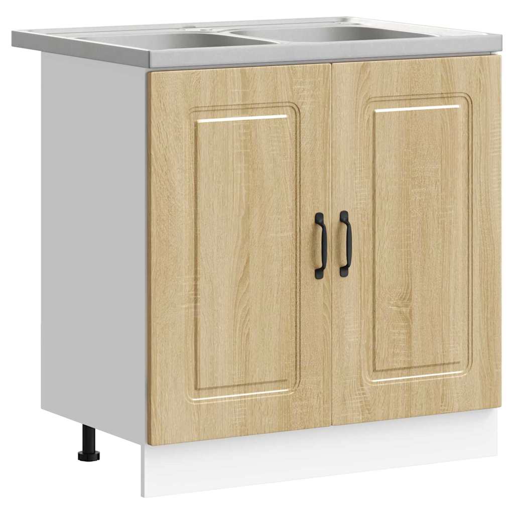 Keukenkast Kalmar Sonoma Eiken 80 x 46 x 81,5 cm Bewerkt hout is nu te koop bij PeponiXL, paradijselijk wonen!