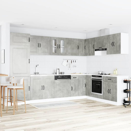 Keukenkast Kalmar Beton Grijs 80 x 46 x 81,5 cm Bewerkt hout is nu te koop bij PeponiXL, paradijselijk wonen!