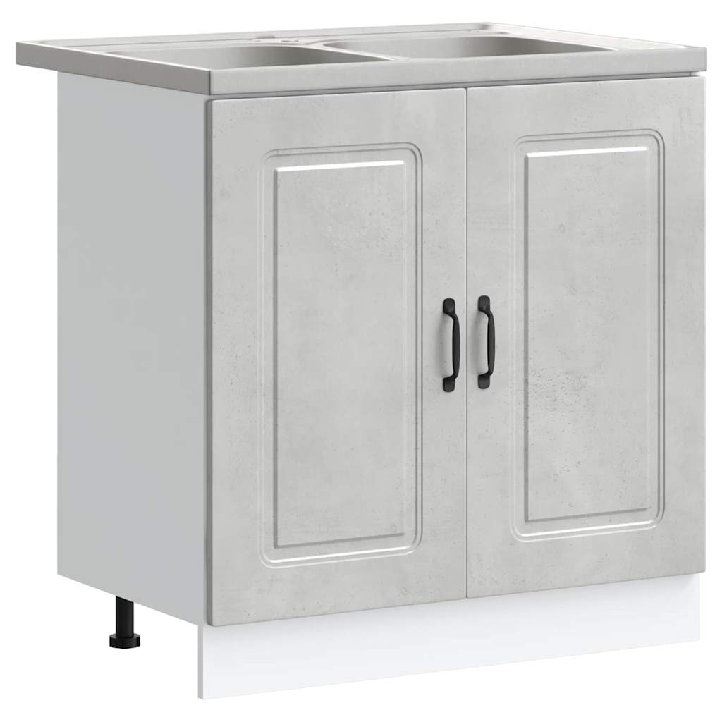 Keukenkast Kalmar Beton Grijs 80 x 46 x 81,5 cm Bewerkt hout is nu te koop bij PeponiXL, paradijselijk wonen!
