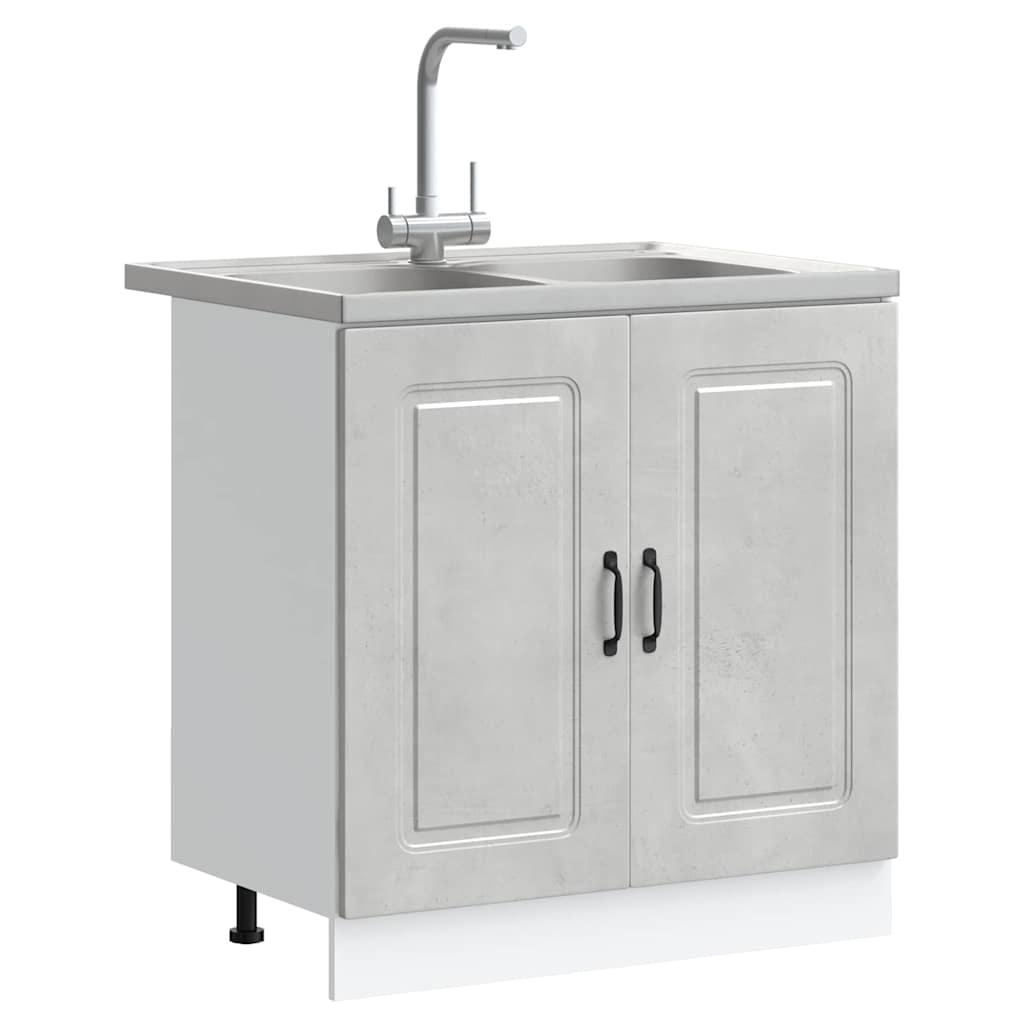 Keukenkast Kalmar Beton Grijs 80 x 46 x 81,5 cm Bewerkt hout is nu te koop bij PeponiXL, paradijselijk wonen!