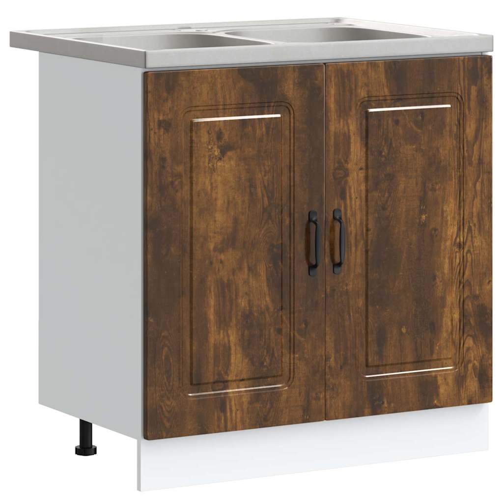 Keukenkast Kalmar 2 pcs Bruin 80 x 46 x 81.5 cm Bewerkt hout is nu te koop bij PeponiXL, paradijselijk wonen!