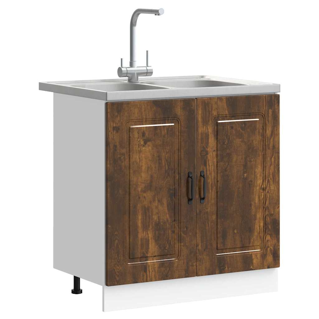 Keukenkast Kalmar 2 pcs Bruin 80 x 46 x 81.5 cm Bewerkt hout is nu te koop bij PeponiXL, paradijselijk wonen!