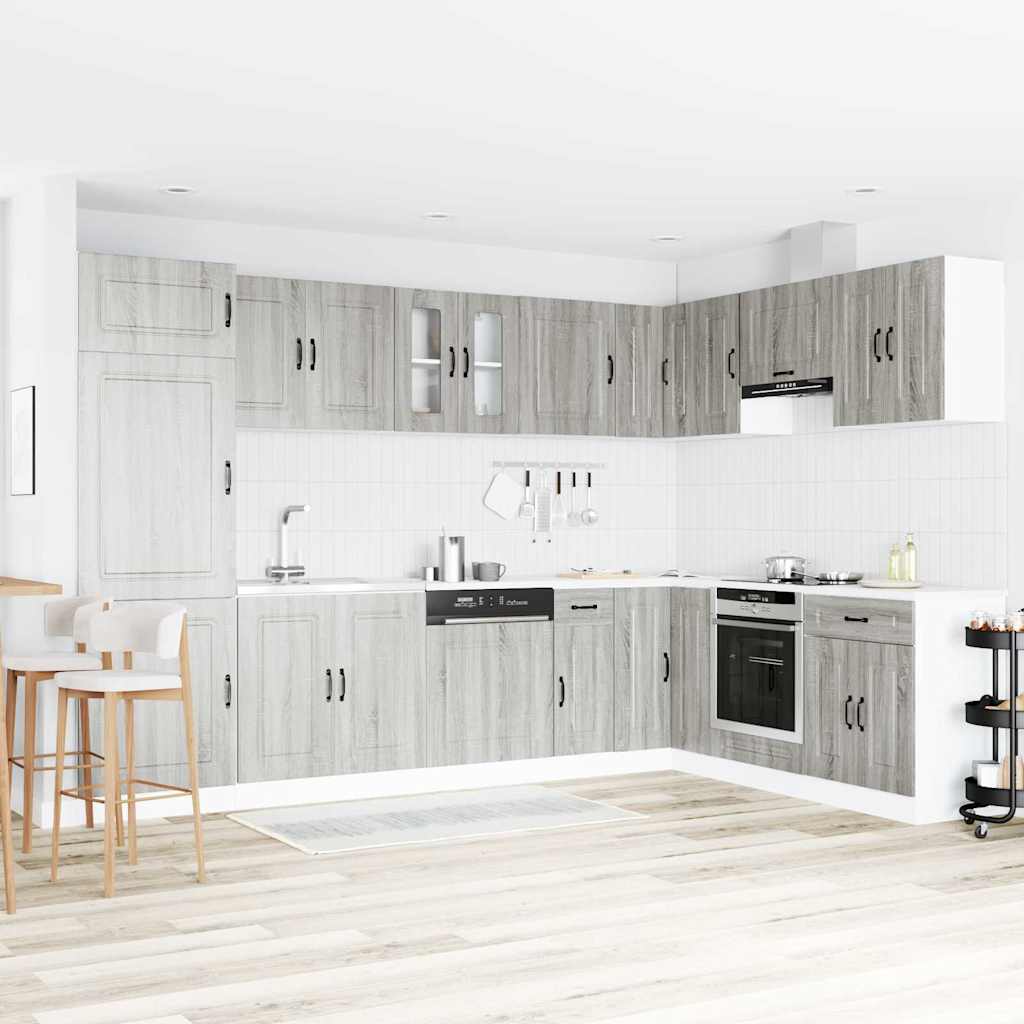 Keukenkast Kalmar Grijs Sonoma 80 x 46 x 81,5 cm Bewerkt hout is nu te koop bij PeponiXL, paradijselijk wonen!