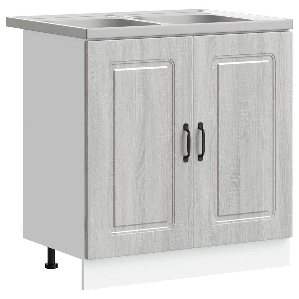 Keukenkast Kalmar Grijs Sonoma 80 x 46 x 81,5 cm Bewerkt hout is nu te koop bij PeponiXL, paradijselijk wonen!