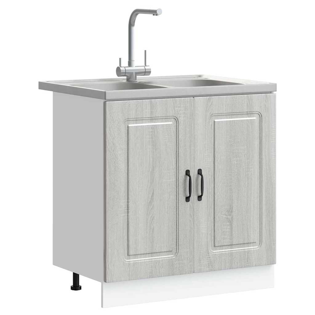 Keukenkast Kalmar Grijs Sonoma 80 x 46 x 81,5 cm Bewerkt hout is nu te koop bij PeponiXL, paradijselijk wonen!