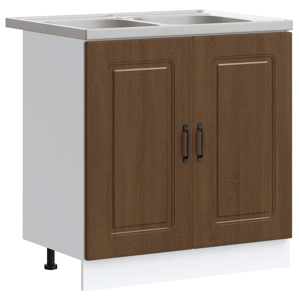 Keukenkast Kalmar Bruin Eiken 80 x 46 x 81,5 cm Bewerkt hout is nu te koop bij PeponiXL, paradijselijk wonen!
