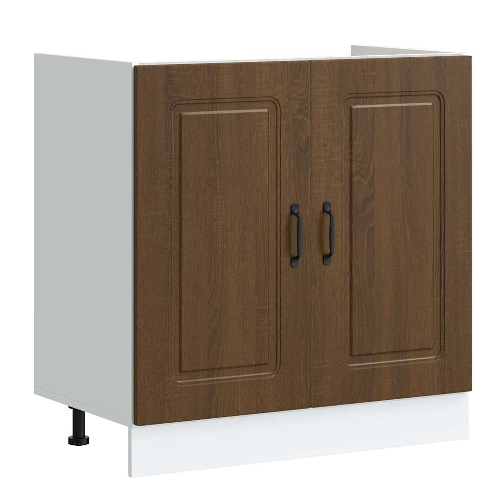 Keukenkast Kalmar Bruin Eiken 80 x 46 x 81,5 cm Bewerkt hout is nu te koop bij PeponiXL, paradijselijk wonen!