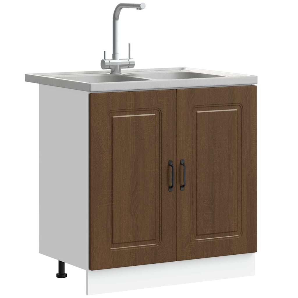 Keukenkast Kalmar Bruin Eiken 80 x 46 x 81,5 cm Bewerkt hout is nu te koop bij PeponiXL, paradijselijk wonen!