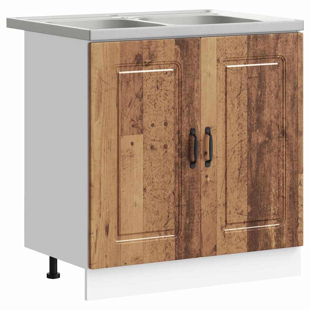 Keukenkast Kalmar Oudhout 80 x 46 x 81,5 cm Bewerkt hout is nu te koop bij PeponiXL, paradijselijk wonen!