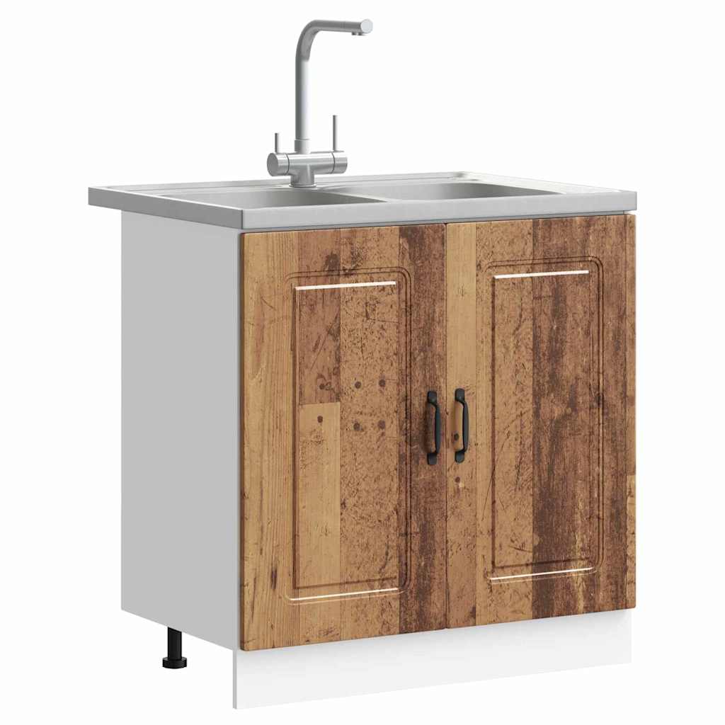 Keukenkast Kalmar Oudhout 80 x 46 x 81,5 cm Bewerkt hout is nu te koop bij PeponiXL, paradijselijk wonen!