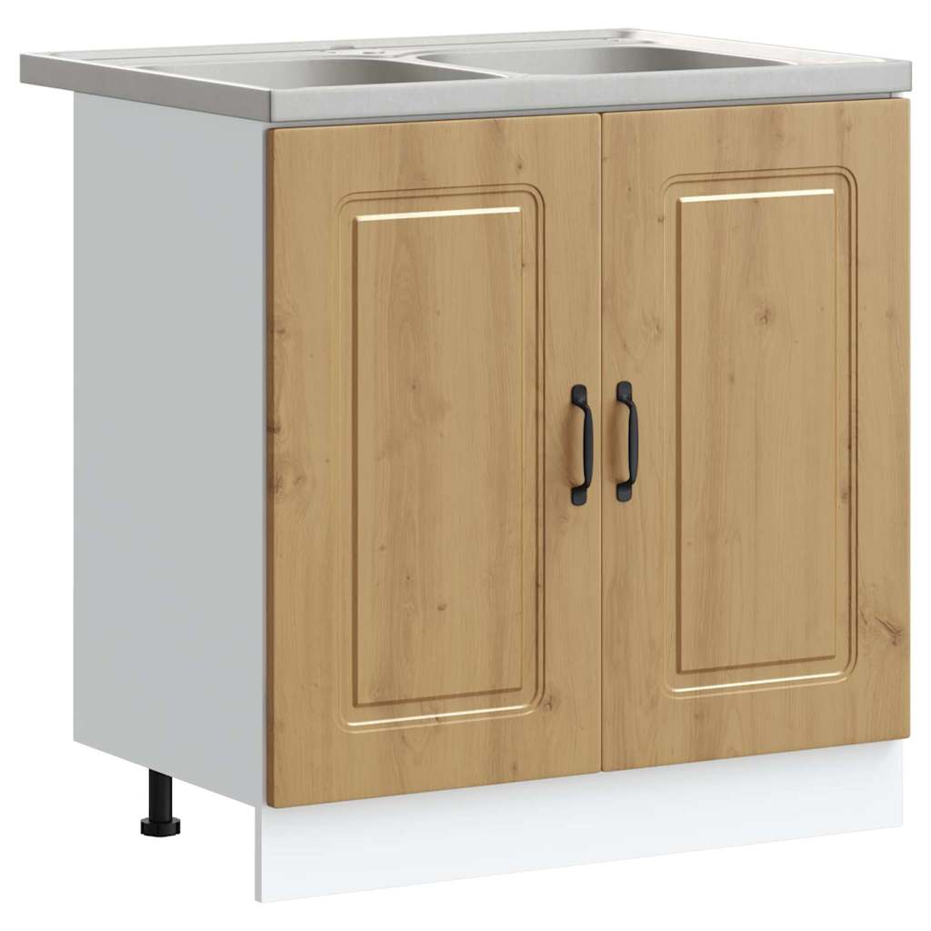Keukenkast Kalmar Artisan Eiken 80 x 46 x 81,5 cm Bewerkt hout is nu te koop bij PeponiXL, paradijselijk wonen!