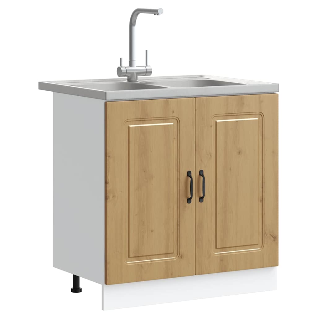 Keukenkast Kalmar Artisan Eiken 80 x 46 x 81,5 cm Bewerkt hout is nu te koop bij PeponiXL, paradijselijk wonen!